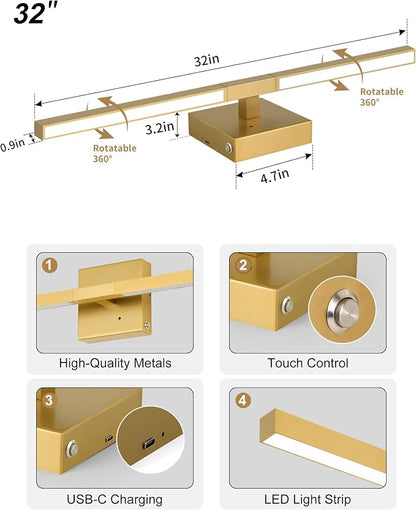 Rayogale 32 Inch Rechargeable Wall Sconce - Image 7