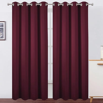 LEMOMO Blackout Curtains 52 x 90 Inch Long Burgundy Red Curtains Set of 2 by Lemomo