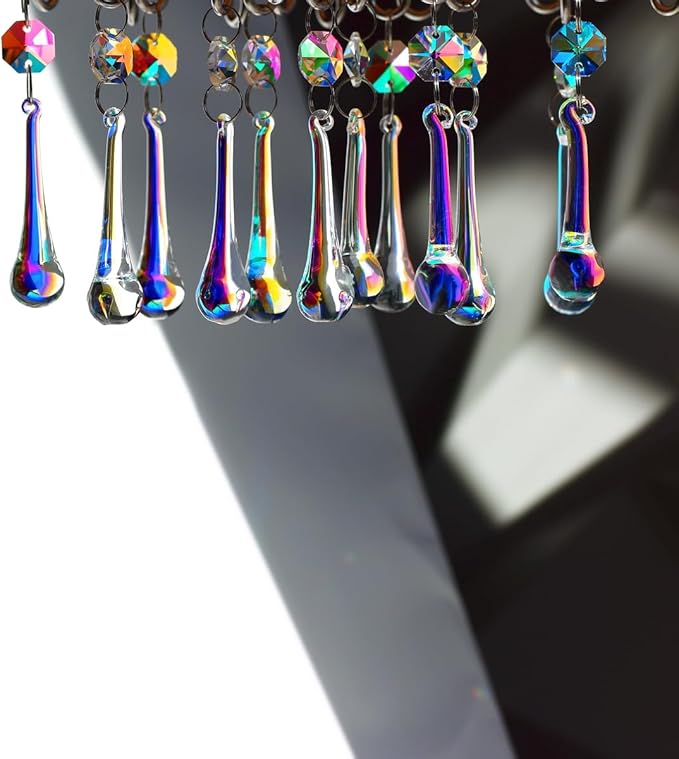 12pcs Raindrop Crystal Chandelier Prisms Parts, Hanging Crystals Beads for Chandeliers, Home Decoration