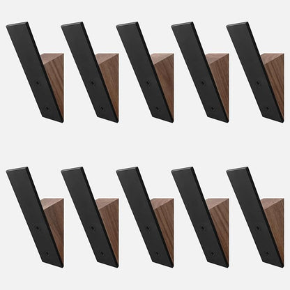 Homeforia Walnut Wood Coat Hooks, High End Walnut Wood & Black Metal Wall by Homeforia