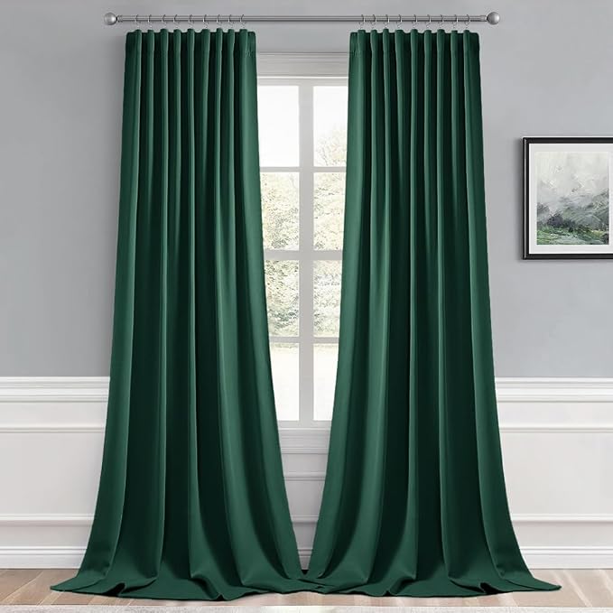 MIULEE Christmas Hunter Green Back Tab Blackout Curtains 102 Inch Long 2 Panels - Image 8