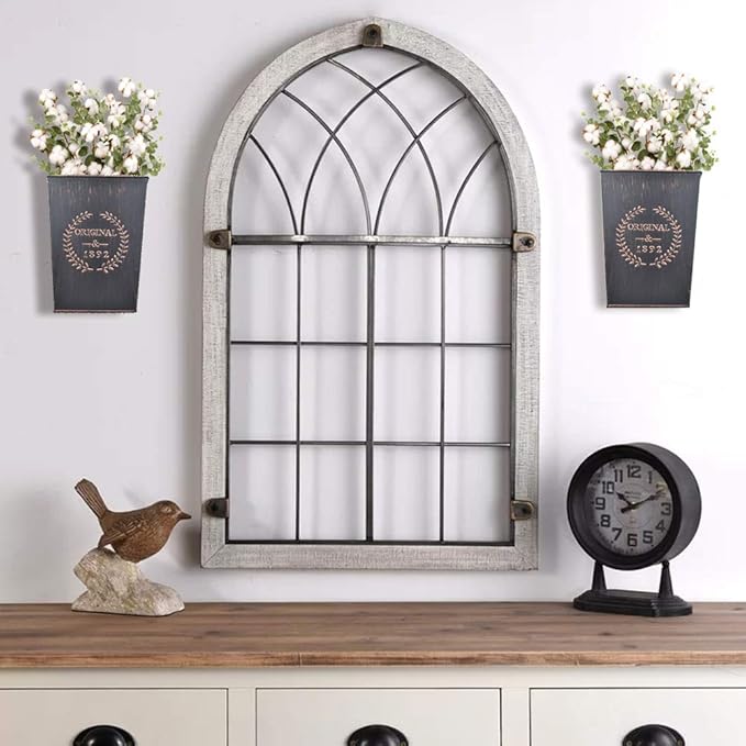 LESEN Rustic Metal Wall Planter Country Home Hanging Wall Vase Pocket for Plants or Flower Indoor or Outdoor Farmhouse Wall Decor,Set of 2