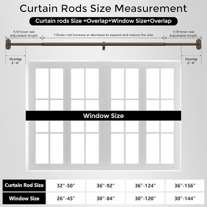 Curtain Rods 32-46 Inch, Bronze Wrap Around Blackout Curtain Rods - Image 8