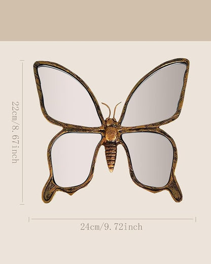 Dragonfly Wall Mirror Decor, Butterfly Art Wall Mirrors, Retro Gold Resin - Image 5