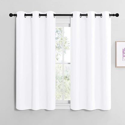 NICETOWN White Lightweight Fabric Curtain Panels, 48 inch Length, Non-Blackout by NICETOWN