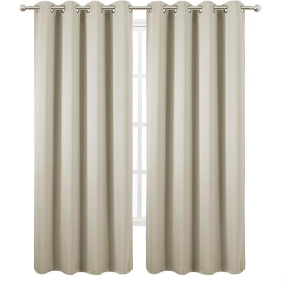 LEMOMO Blackout Curtains 52 x 90 Inch Long Light Beige Curtains Set of 2 Panels - Image 2