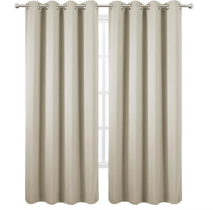 LEMOMO Blackout Curtains 66 x 95 inch/Light Beige Curtains Set of 2 - Image 2