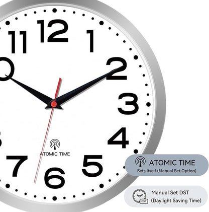 Roymnie Atomic Wall Clock 10 Inch, Modern Clock Battery Operated Classic Analog - Image 5
