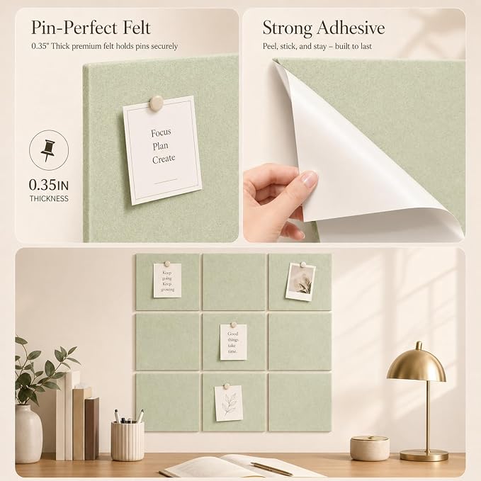 Large Cork Boards for Walls – 36" x 24" Self Adhesive Felt Wall Tiles - Image 3