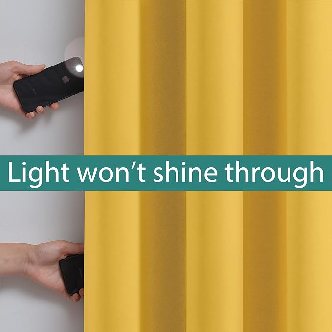 Yakamok 100% Blackout Thermal Insulated Curtains, Noise Reducing Barrier Panel - Image 3