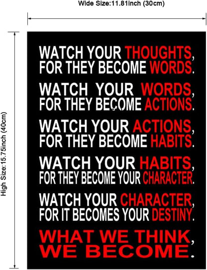 Pyradecor Watch Your Thoughts Motivational Classroom Poster Modern Canvas - Image 5