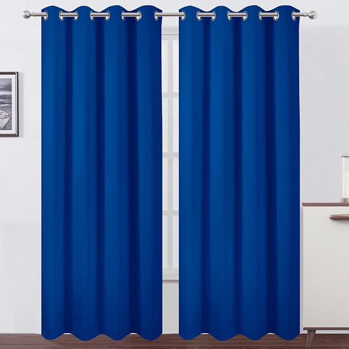 LEMOMO Blackout Curtains 52 x 90 Inch Long Royal Blue Curtains Set of 2 Panels by Lemomo