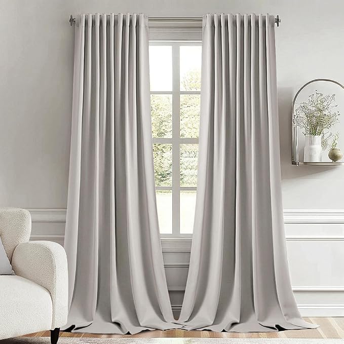 MIULEE Stone Back Tab Blackout Curtain 96 Inch Long 2 Panels Set by MIULEE