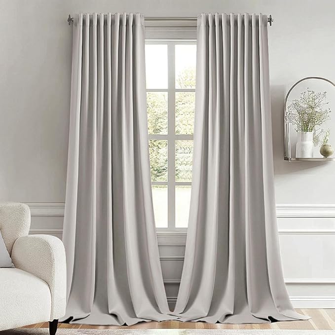 MIULEE Stone Back Tab Blackout Curtains 102 Inch Long 2 Panels Set by MIULEE