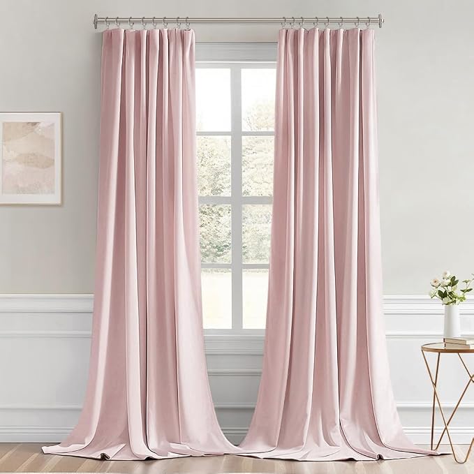 MIULEE Baby Pink Back Tab Blackout Curtains 108 Inch Long 2 Panels Set - Image 9