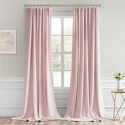 MIULEE Baby Pink Back Tab Blackout Curtains 108 Inch Long 2 Panels Set - Image 9