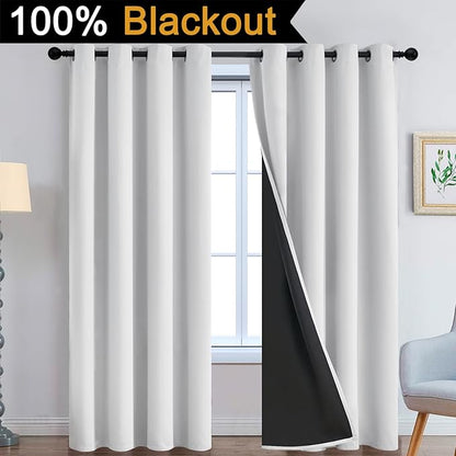 Yakamok 100% Blackout Curtains 90 Inches Long, 2 Thick Layers Heat and Full - Image 2