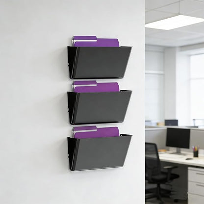 MINDEPOT 3 Pockets Acrylic Wall File Organizer, Plastic Hanging Wall File Holder - Image 6