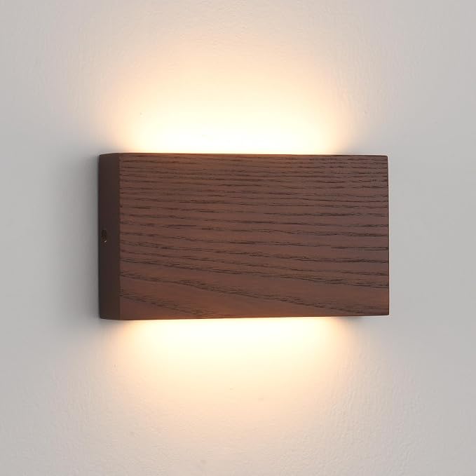 Wood Linear LED Wall Sconce, Dimmable Wall Light, Wood Long Wall Lamp Hallway by QJCMUUYI