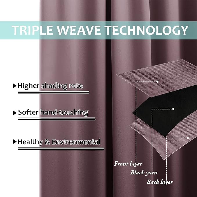 NICETOWN Bedroom Full Blackout Room Warming Curtain Panels, Super Thick - Image 6