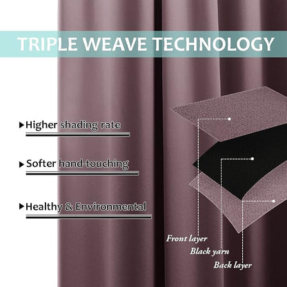 NICETOWN Bedroom Full Blackout Room Warming Curtain Panels, Super Thick - Image 6