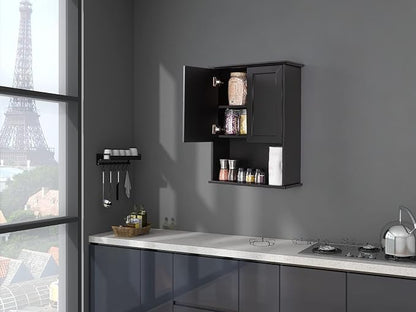 VANIRROR Black Bathroom Wall Cabinet 23x29 inch Wooden Bathroom Medicine Cabinet - Image 6