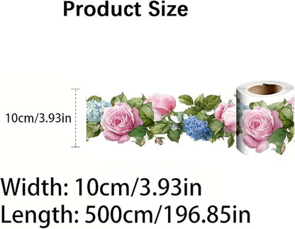 Floral Wallpaper Border 196x4 Inch Peel and Stick Wall Border Pink Blue Rose - Image 8