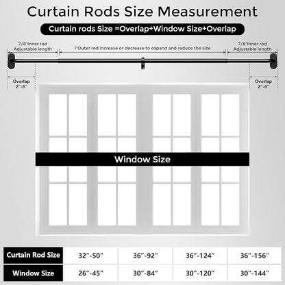 2 Pack Curtain Rods 36-88 Inch, 1 Inch Adjustable Heavy Duty Room Darkening - Image 8