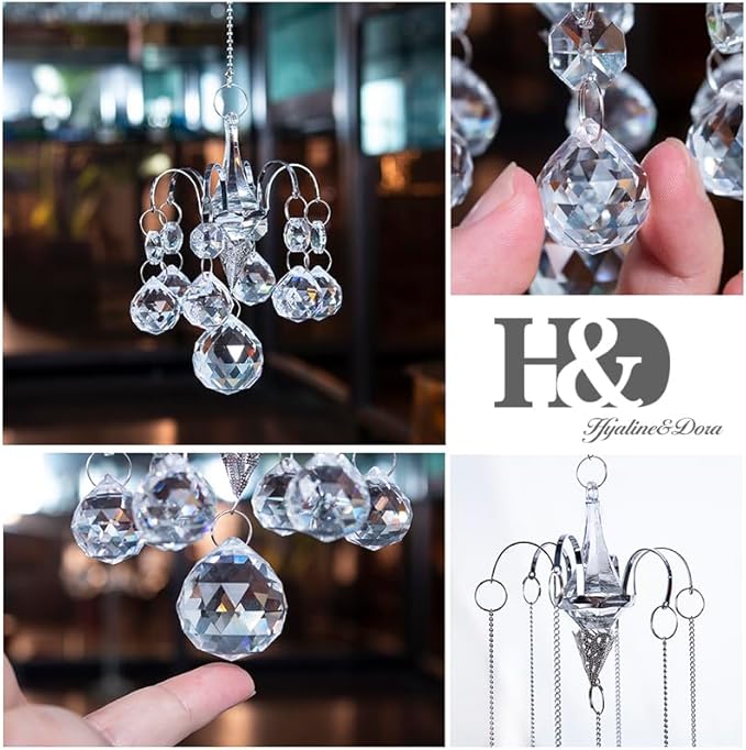 H&D HYALINE & DORA Crystals Ball Prisms Suncatcher Hanging Ornament Hanger Rainbow Maker with Hook
