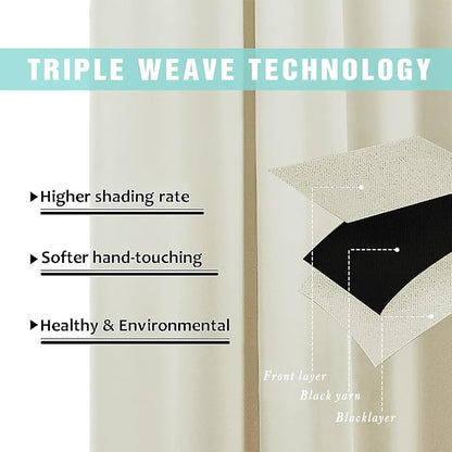 NICETOWN Thermal Insulated 100% Blackout Curtains, Noise Reducing Performance - Image 6