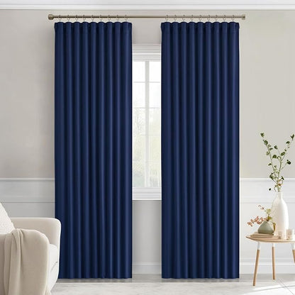 MIULEE Navy Blue Back Tab Blackout Curtains 84 Inch Length 2 Panels Set - Image 9