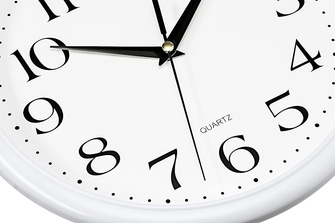 Bernhard Products White Wall Clock Silent Non Ticking 10 Inch Quality Quartz - Image 2