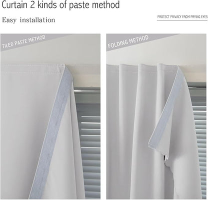 Blackout Curtains for Bedroom Sticky Curtain Blackout Window Cover Self - Image 6