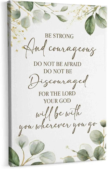 HIWX Christian Inspirational Wall Decor, Be Strong and Courageous Bible Verses by HIWX
