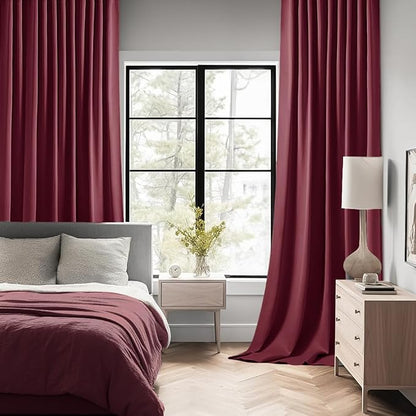 MIULEE Christmas Wine Red Back Tab Blackout Curtain 96 Inch Long 2 Panels Set - Image 2