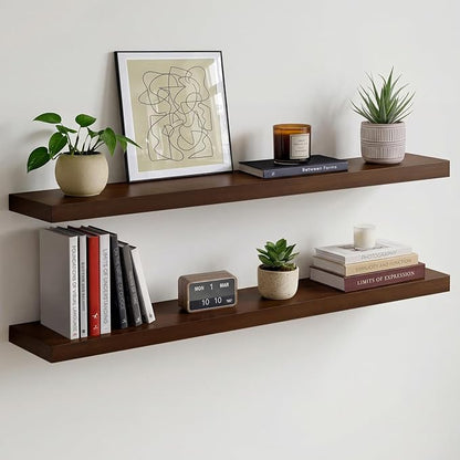 Homeforia Walnut 42 inch Floating Shelves, High End Solid Real Wood 42inch by Homeforia