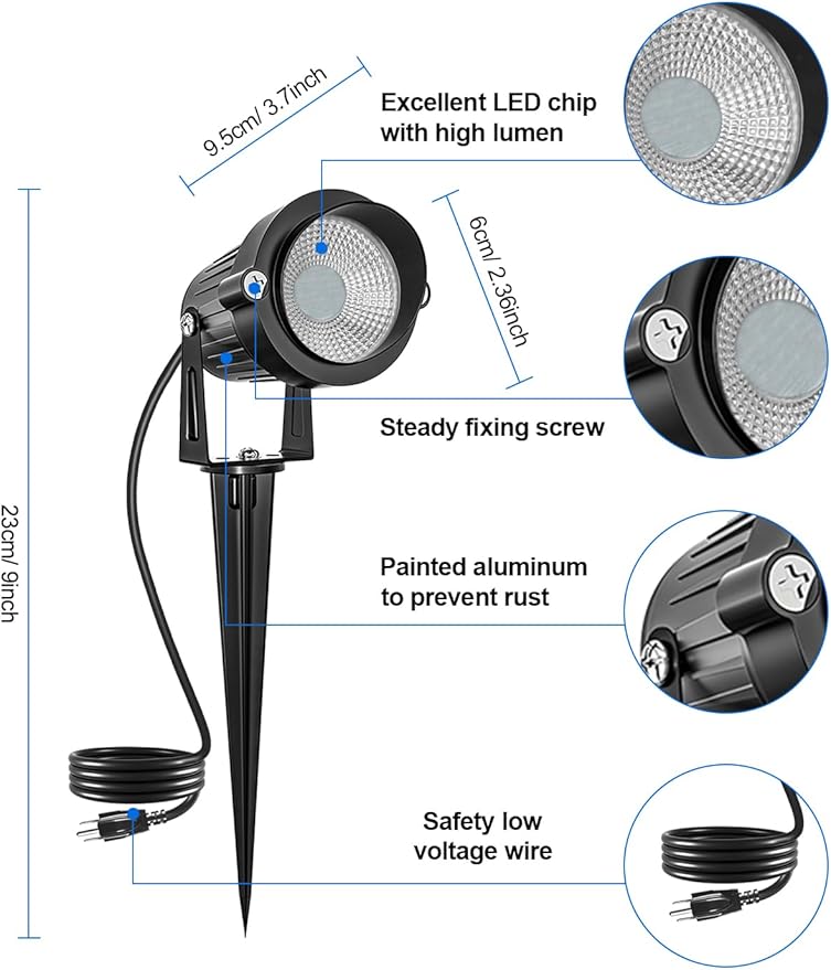 Halloween RGBW Outdoor Spotlights for Yard,10W Color Changing Landscape Lights with Remote Control 120V LED Landscape Lighting Waterproof Spotlight with Plug Tree Garden Path Decoration (1Pack)
