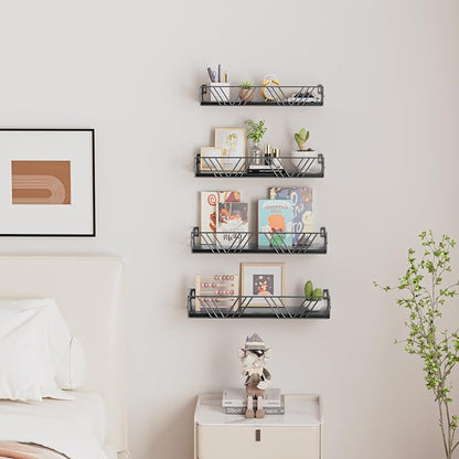Amaoot Floating Shelves for Wall Set of 4, Different Sizes Mounted Wood - Image 6
