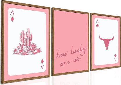 Pink Western Wall Art, How Lucky are We Wall Decor Picture Southwestern Cowgirl by TransformYourWallsElevateYourStyle