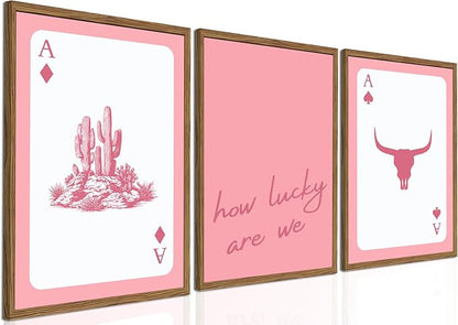 Pink Western Wall Art, How Lucky are We Wall Decor Picture Southwestern Cowgirl by TransformYourWallsElevateYourStyle