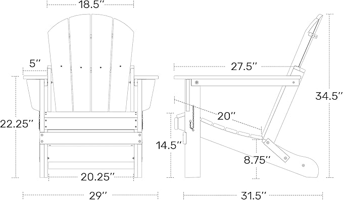 Westin Outdoors Laguna WO Home Furniture Adirondack Chair 4 PC Set Classic Outdoor Patio Folding Chair for Bon Fire Pit Lawn Backyard Beach Plastic Weather-Resistant (White)