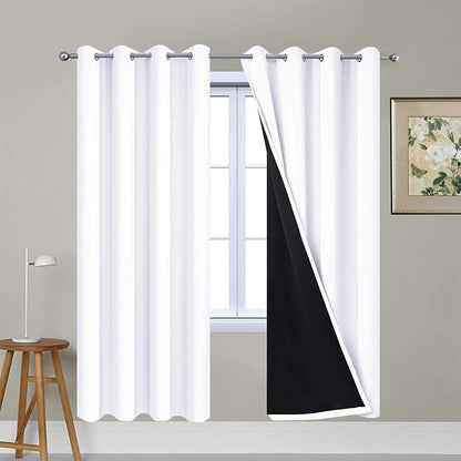 Yakamok Pure White Total Blackout Curtains, Heavy Duty Lined Blackout Drapes 72 by Yakamok