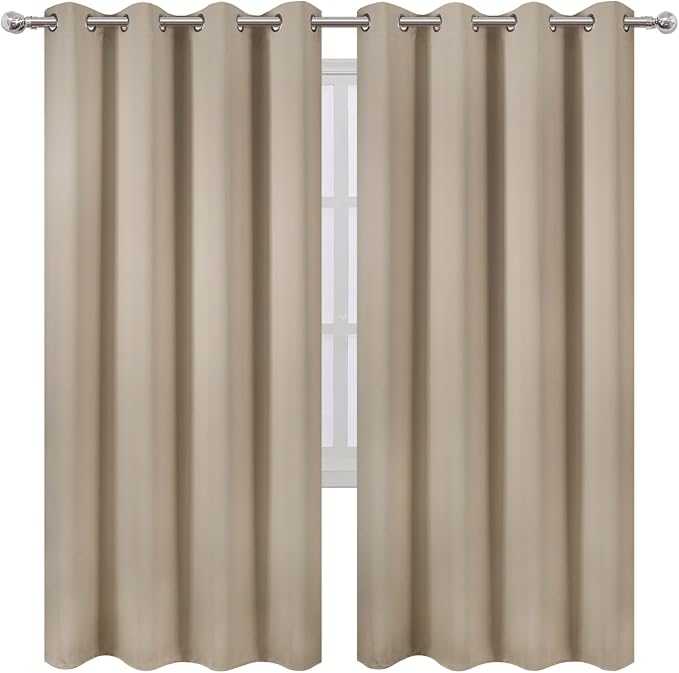 LEMOMO Khaki Thermal Blackout Curtains/52 x 72 Inch/Set of 2 Panels Room - Image 2