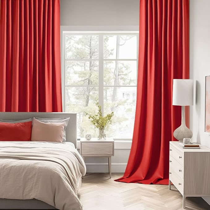 MIULEE Christmas Red Back Tab Blackout Curtains 90 Inches Long 2 Panels Set - Image 2
