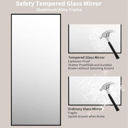 LOAAO 72"X32" Black Rectangle Bathroom Mirror Wall, Matte Black Aluminum Alloy - Image 5