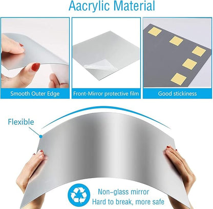 16"x12" Acrylic Mirror Sheet, Flexible Non Glass Body Mirror Tiles Large Self - Image 3