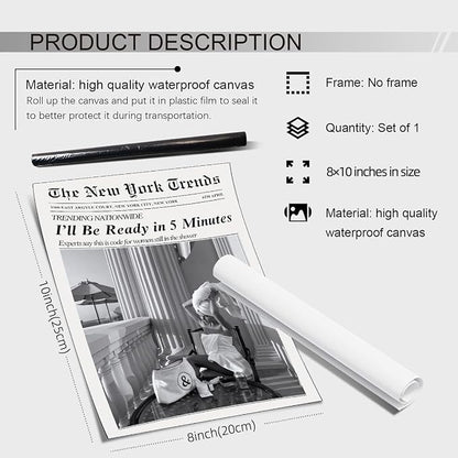 Vintage Newspaper Wall Art Trendy Black and White Aesthetic Posters Funny I'll - Image 2