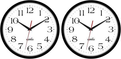 HIPPIH 2 Pack Silent Wall Clock, 10 Inch Non Ticking Quiet Digital Sweep by HIPPIH