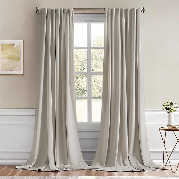 MIULEE Natural Back Tab Blackout Curtain 96 Inch Long 2 Panels Set by MIULEE