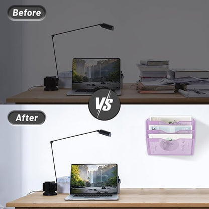 EASEPRES 3 Pocket Mesh Hanging Wall File Organizer, Wall Mounted Mail Paper - Image 4